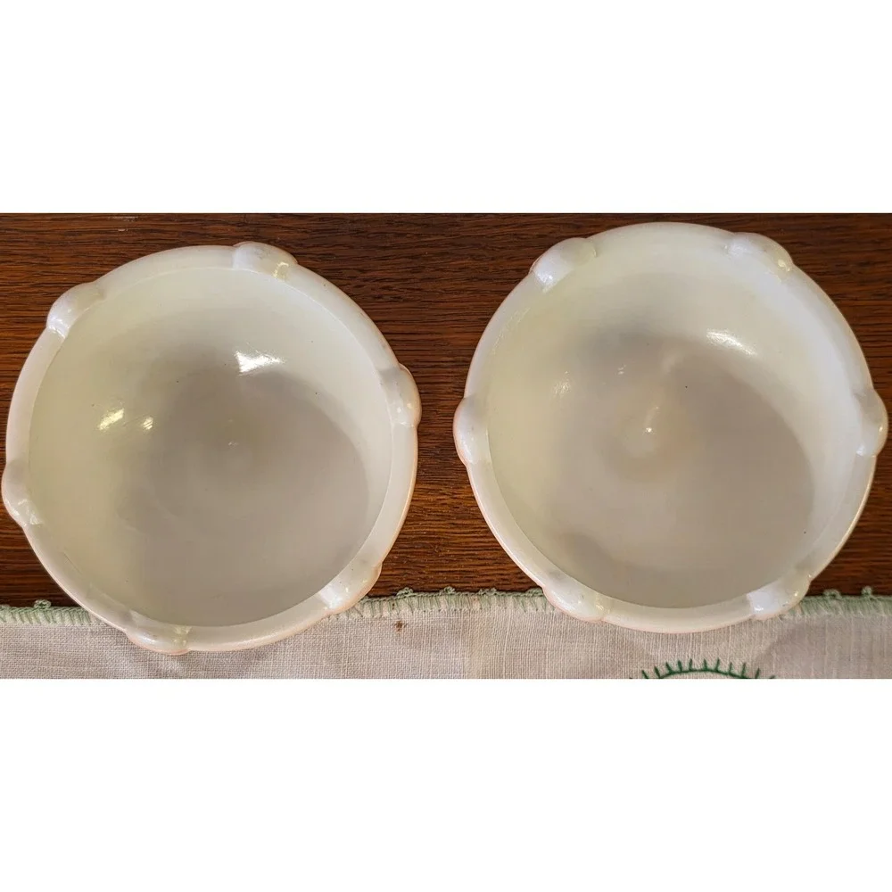 Vintage‎ Anchor Hocking Oyster Pearl Pink Candlestick Holders Easter Spring